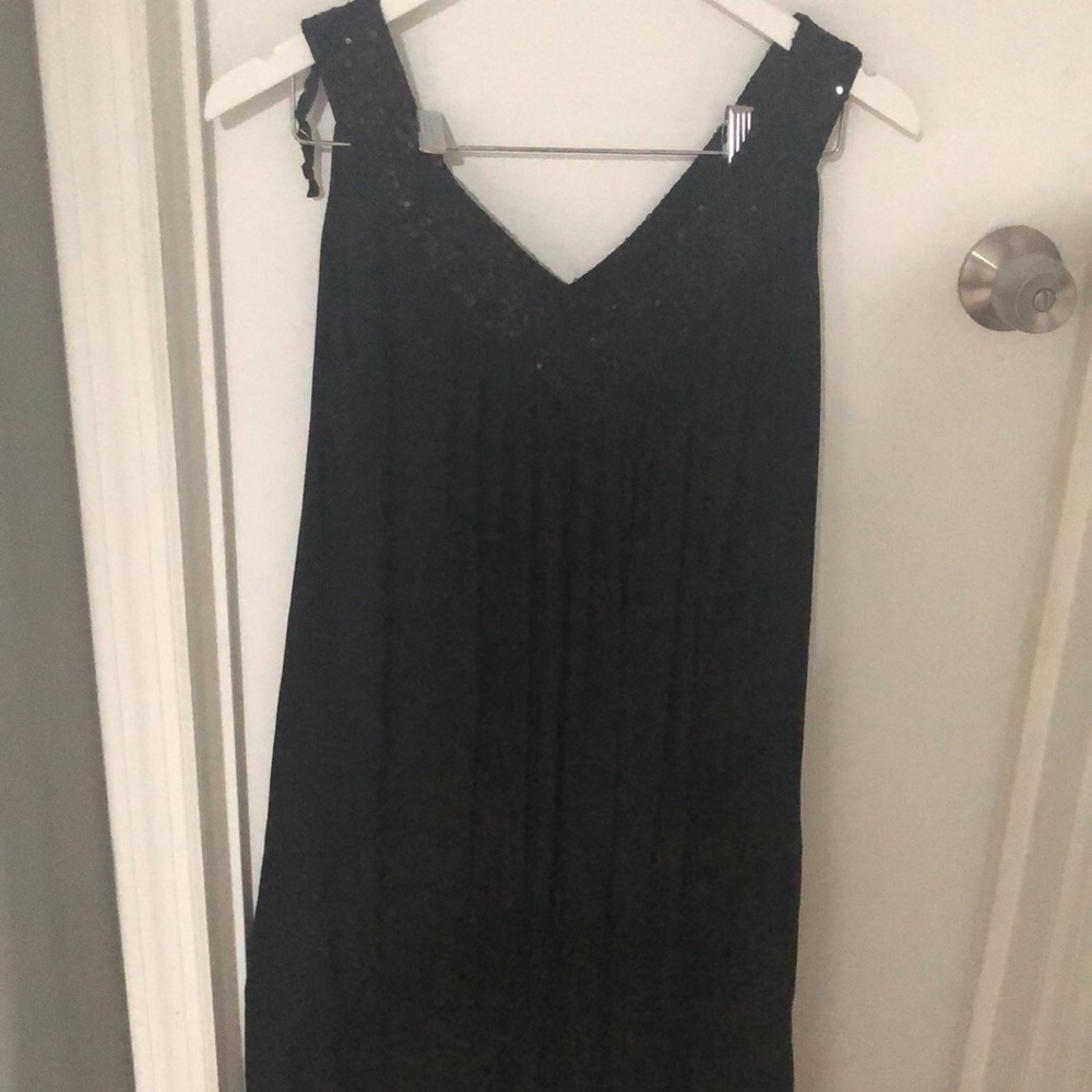 Black tank top dress with sequence on top